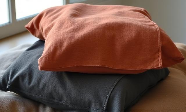 Luxury linen bedding set in warm neutral tones
