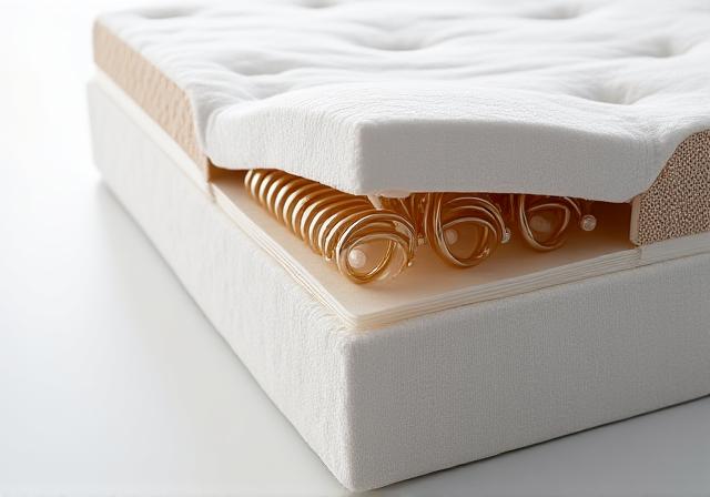 Cross-section detail of high-quality mattress layers